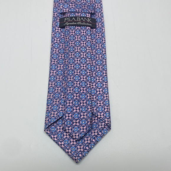 Jos. A. Bank Silk Tie - Pink and Blue Geometric - Picture 3 of 5
